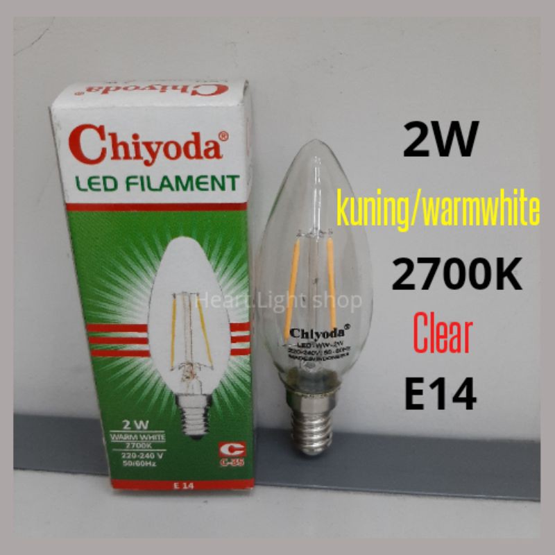 LAMPU LED FILAMENT 2W KUNING WARM WHITE CLEAR E14 C35/LAMPU LOMBOK LED 2W WARM WHITE E14