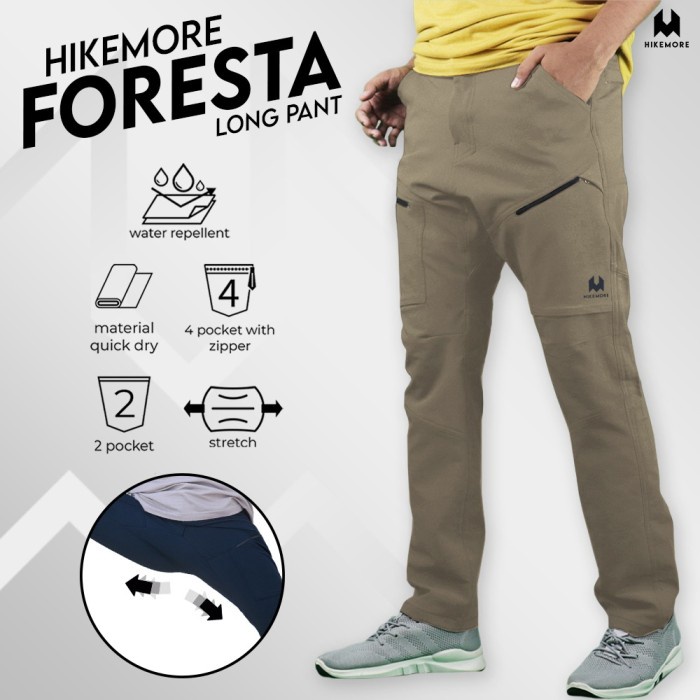 Celana Panjang Pria Quick Dry Gunung Hikemore Foresta Premium Original - Cream, S(U6K7) CELANA CHINO