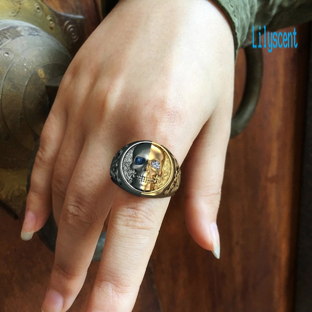 Cincin Bentuk Tengkorak Bahan Alloy Untuk Pria Dan Wanita