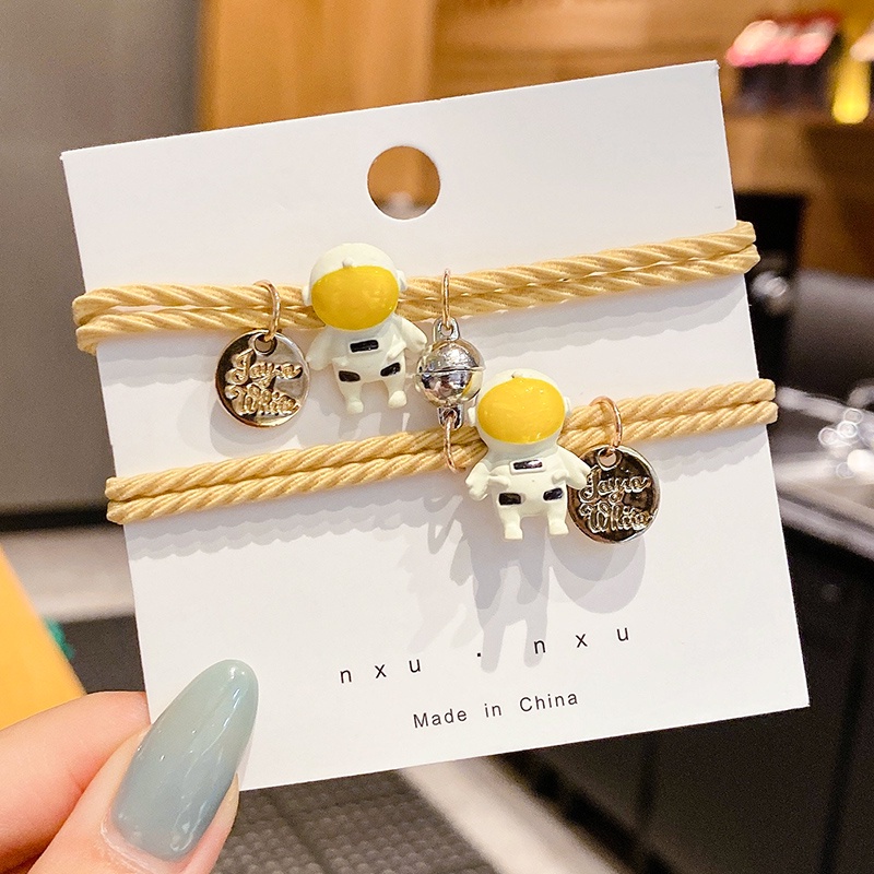 2 pcs gelang couple Desain Astronot Luar Angkasa Gaya Korea Untuk Pasangan-A