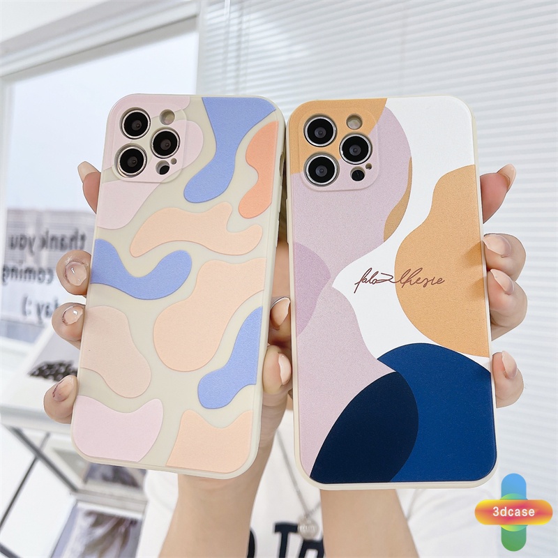 Casing Silikon Infinix Hot 10s 10 Play Hot 10 10t 10i Hot 10 Lite S4 9 Pro 11 Plus Infinix Smart 4 5 Pro 3 Plus Infinix Note 8 10 Tencno Spark 5 PRO Motif Camo Fashion Trend Morandi Geometry Leopard Print Soft Straight Cube Soft Case