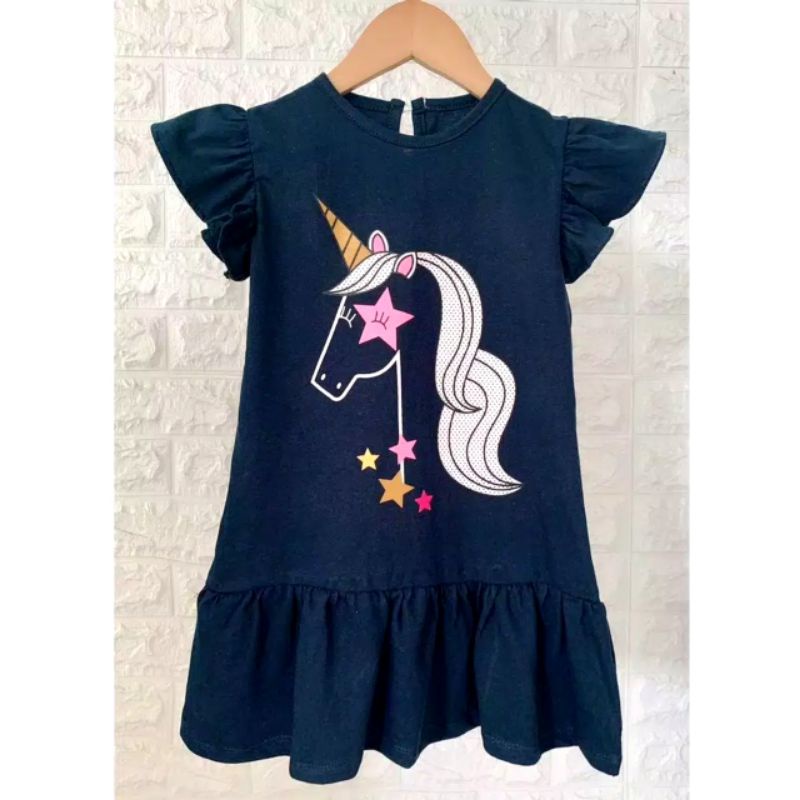 DRESS ANAK NONA/DRESS TERBARU ANAK ANAK MOTIF UNICORN/KUDA PONI