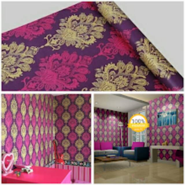 Wallpaper Dinding Murah Ruang Tamu Kamar Batik Pink Gold Ungu Minimalis Cantik Terlaris Terbagus Shopee Indonesia