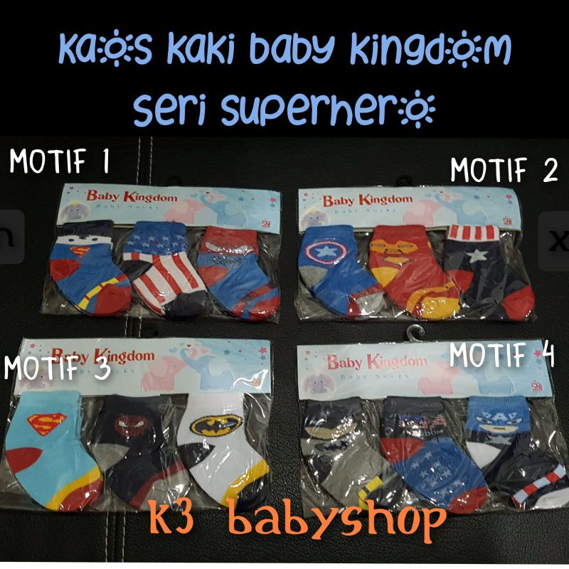 Kaos Kaki Bayi isi 3 pasang Baby Kingdom 3 in 1 baby socks sarung kaki bayi SNI hemat murah