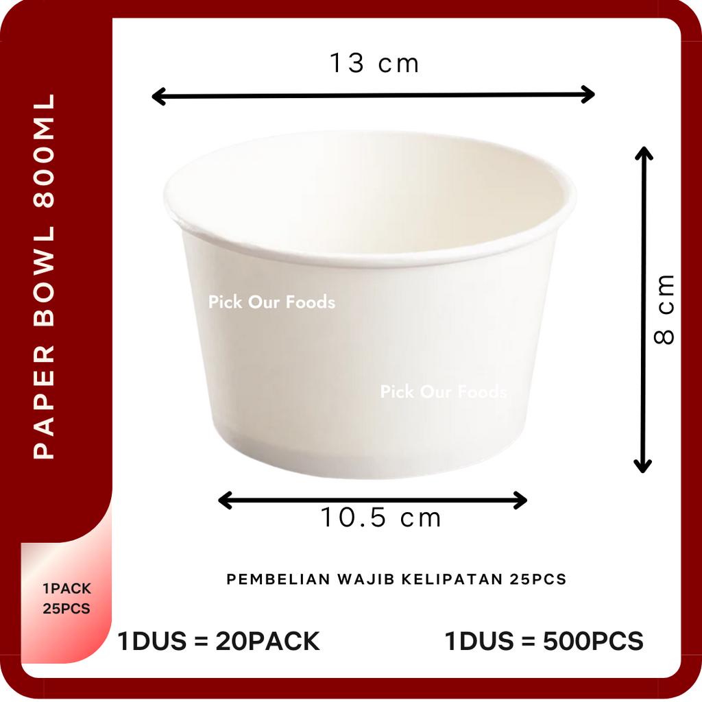 

2Xbtygneal Sakha Snack ) Paper Bowl 360Ml 500Ml 650Ml 800Ml Tanpa Tutup 25Pcs