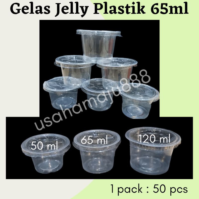Gelas Plastik Bening 65ml / Cup Pudding IceCream Agar Transparan (50pcs)