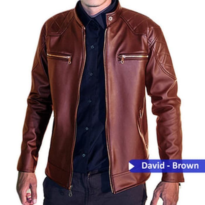 Jaket Semi Kulit Sintetis asli Pria Motor David Beckham