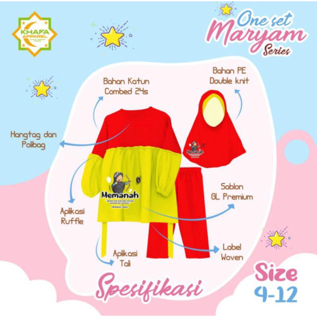 Setelan Muslim Anak Perempuan - One Set Anak Lucu - Baju Anak Gemas -  Gamis Anak -  Setelan Gamis Panjang -  Setelan Anak Murah - Joyashuz