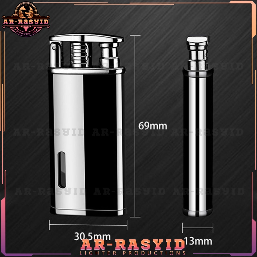 Korek Api Bara Gas Lighter Motif Polos Silver BISA COD