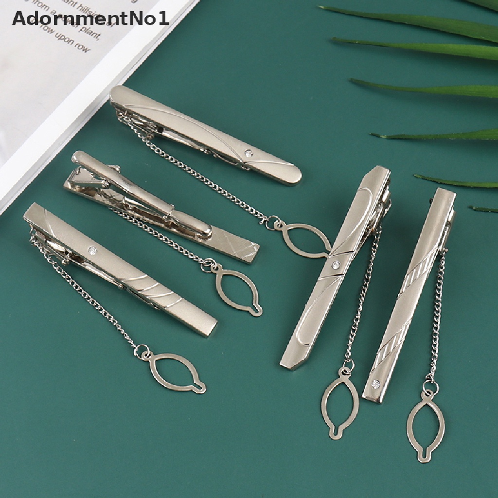 (AdornmentNo1) 1pc Klip Penjepit Dasi Bahan Stainless Steel Warna Silver Untuk Pria