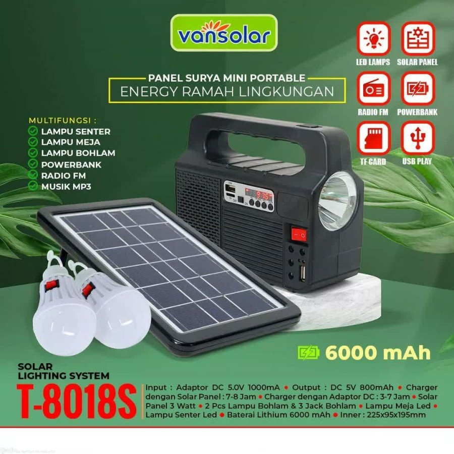 Advance Vansolar T-8018S Lampu tenaga Surya dan Speaker / Alat Camping | FMS