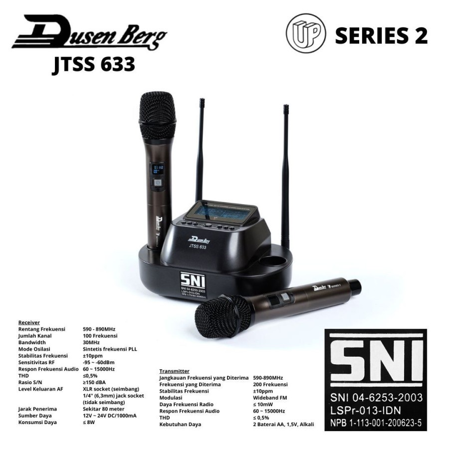 Microphone - Mic Wireless Dusen berg JTSS 633 UP 2 Series UHF 2 Mic Handle Pegang Original