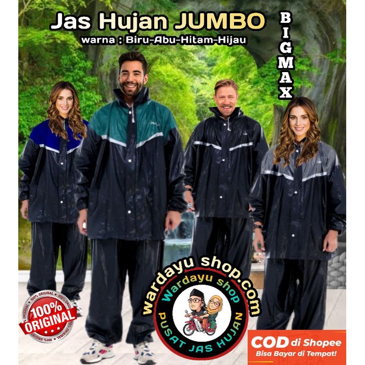 Jas Hujan Jumbo Plevia BIG MAX 1817 3XL Setelan Jaket Celana Dewasa Pria Wanita Bigmax Size XXXL Mantel Perempuan Cewek Cowok Remaja Terbaru Murah Berkualitas / Raincoat Baju setelan Celana Termurah