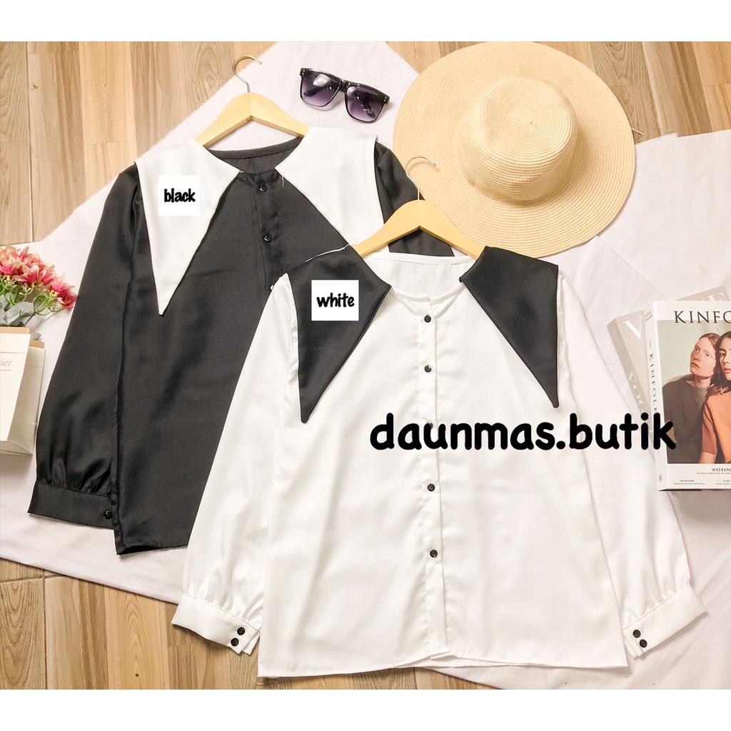 1KG MUAT 5PCS | KAVELA BLOUSE SHIRT TOP TWO TONE MONOCHROME HITS OOTD SELEBGRAM FASHION GROSIR MURAH WANITA TERBEST SELLER
