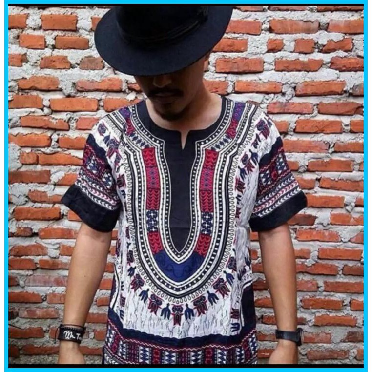 Termurah Baju Bali Motif Etnik Bangkok Dasar Putih