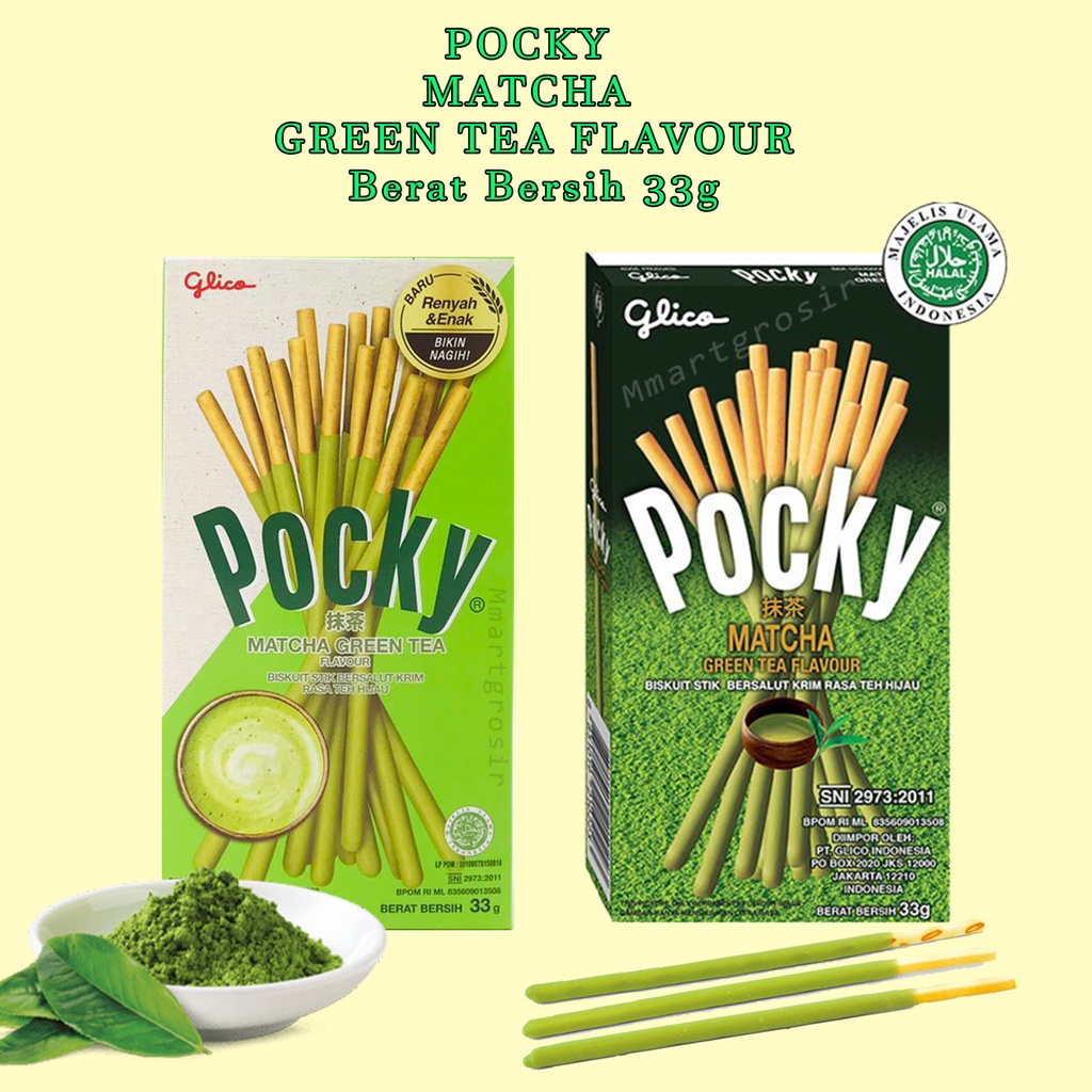 Glico Pocky / Biskuit Stik Bersalut Krim / Biskuit Rasa Green Tea / 33gr