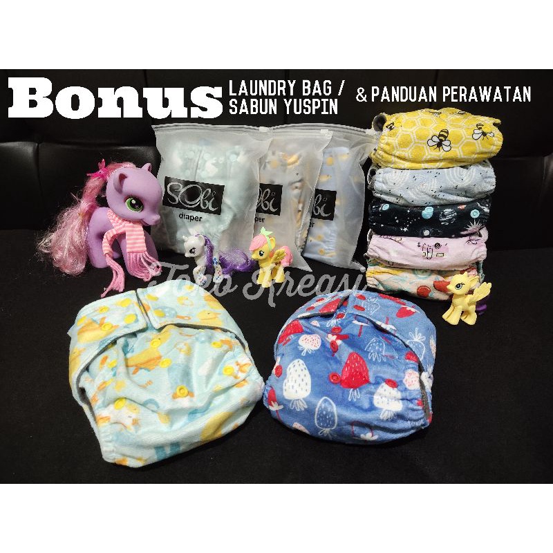 Clodi / Popok Kain moder Merk Sobi Minky Snap Bamboo dan Microfiber ( 1 paket)