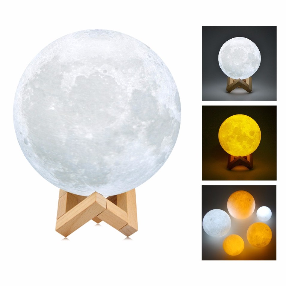 3D Moon Globe Lampu Hias Meja LED 16 Warna / Lampu Hias Bulan Dekorasi Rumah