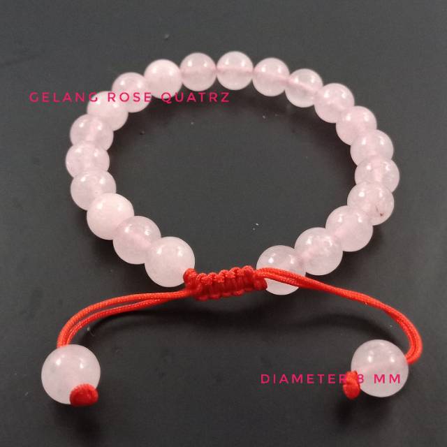 Gelang Batu Natural Rose Quartz Model Tali Serut Shambala