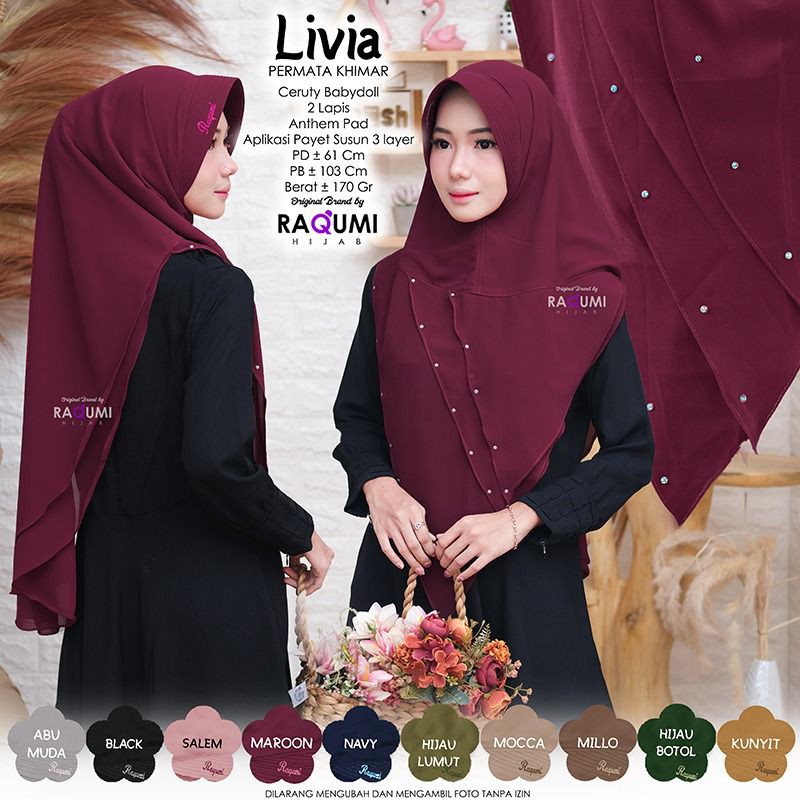HIJAB LIVIA KHIMAR PERMATA DARI RAQUMI ORI