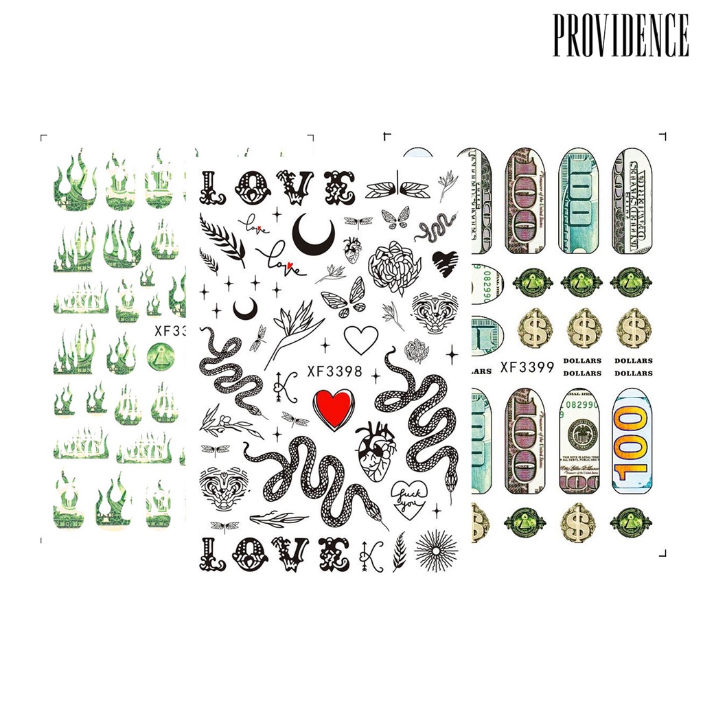 Providence 3Pcs/Set Nail Decals Dragon Money Shape 3D Effect Ultra Thin Manicure Art Dollar Tips Decorations Sticker for Manicure