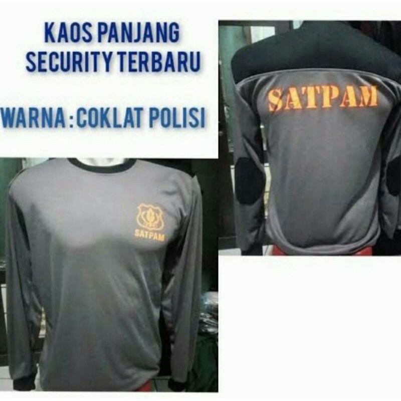 KAOS SATPAM TERBARU WARNA COKLAT POLISI LENGAN PANJANG