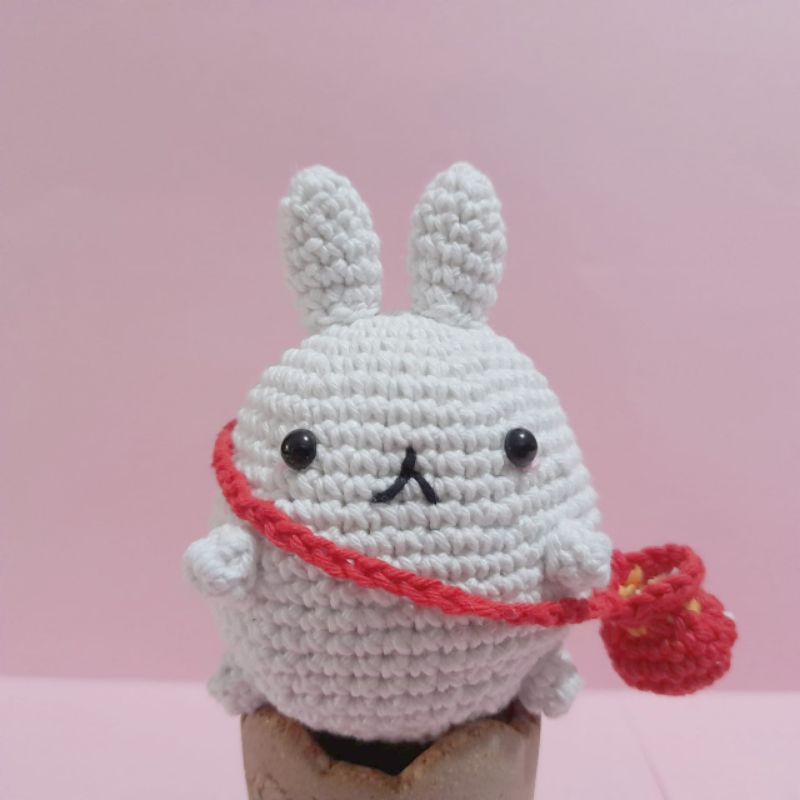 Amigurumi molang - boneka rajut molang - Gantungan kunci boneka rajut - boneka rajut molang