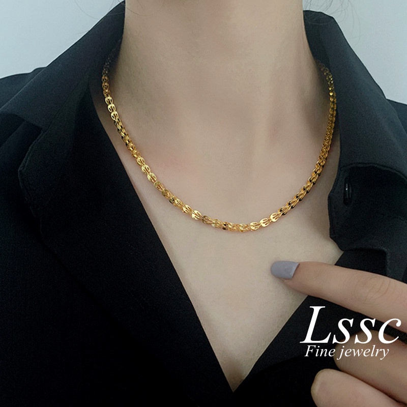 Kalung Titanium Lapis Emas 18k Ekor Phoenix Wanita Anti Karat Beruntung Perhiasan