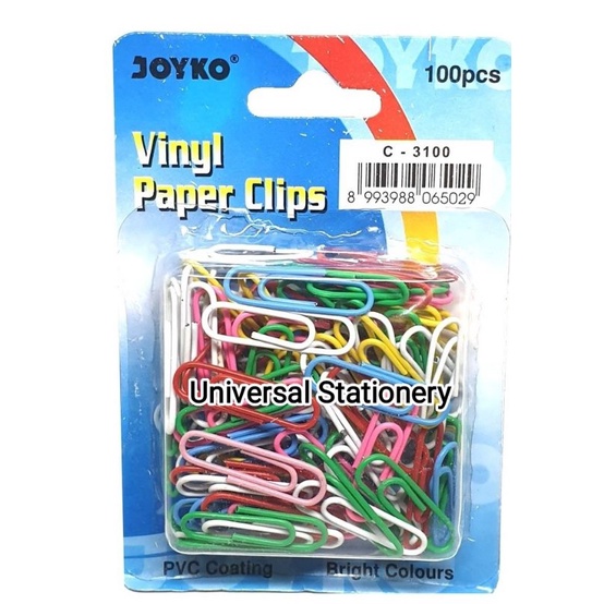 

(1 Pack / 100 Pcs) Paper Clip Joyko Warna / Vinyl Paper Clips Joyko C-3100 / Paper Klip / Penjepit Kertas / Klup Kertas