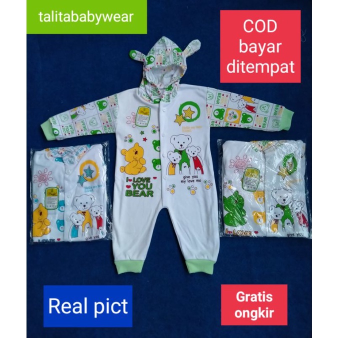 I Love You Bear Jumper Bayi Jumsuit Panjang Kaki  Buka