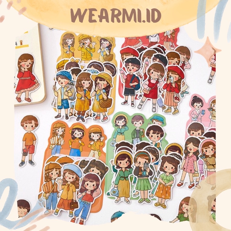 

20 pcs Sticker Pack CUte Girl Boy OOTD Colorfull Aesthetic Bujo Scrapbook DIY Jurnal Wearmi