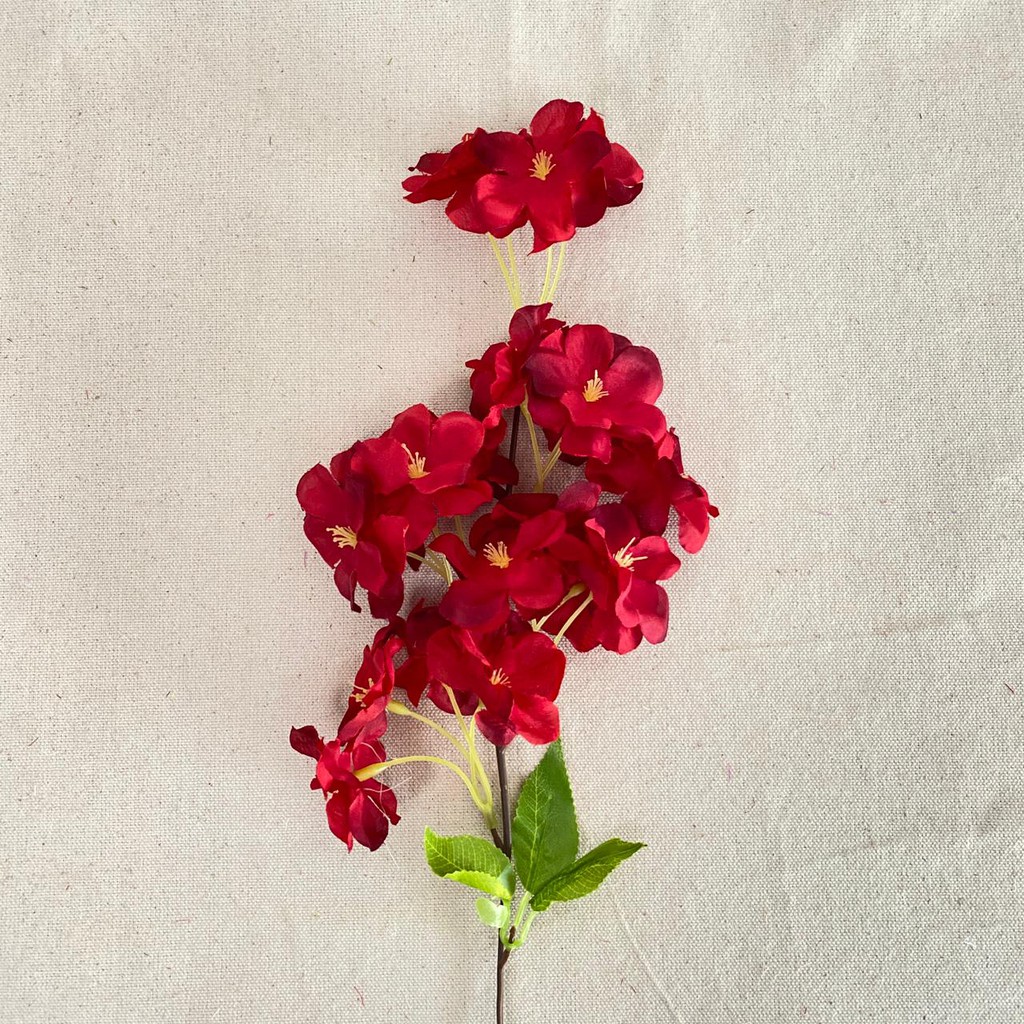 Bunga Cherry Blossom Paris x1(satuan) Bunga Artificial / Bunga Plastik / Bunga Dekorasi / Pernikahan-merah