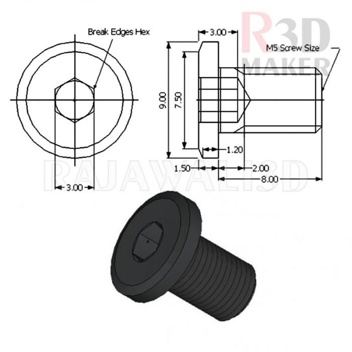 Baut L Screw Low Profile Screw M5 x 40mm 1pcs
