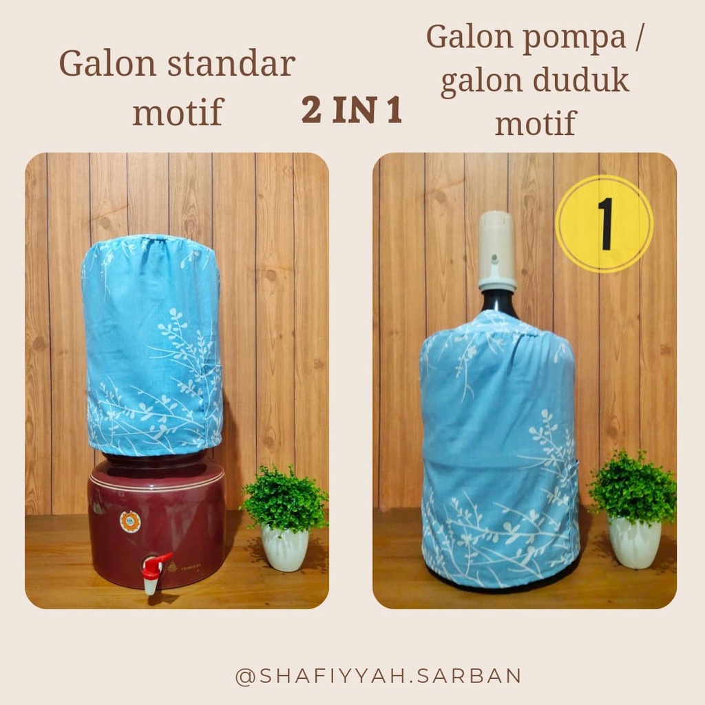 Shafiyyah.Sarban Sarung Cover Galon Pompa Galon duduk Aneka Motif 2 in 1