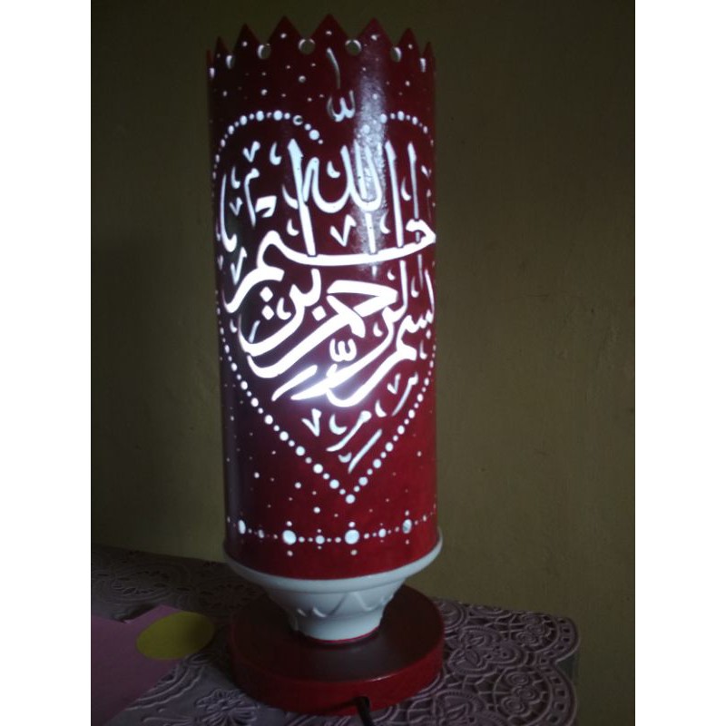 lampu meja lampu pariasi motip kaligrafi bismillah
