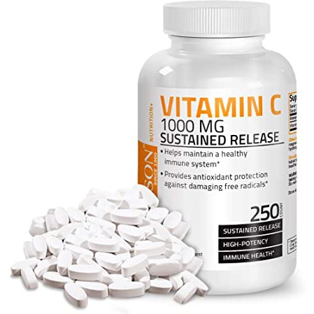 BRONSON VITAMIN C 1000MG WITH ROSE HIPS SUSTAINED RELEASE, 250 TABLETS