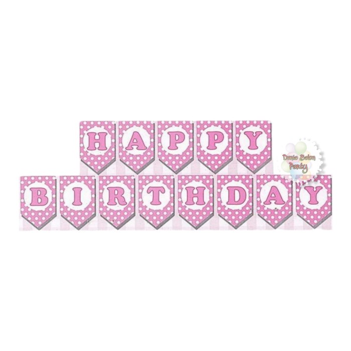 Banner Happy Birthday / Bunting Flag Happy Birthday Polkadot Pink