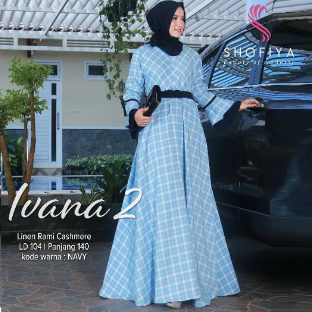 SHOFIYA - IVANA DRESS/GAMIS MOTIF KOTAK/GAMIS BUSUI/GAMIS LINEN
