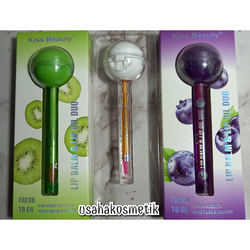 PROMO ECER LIP BALM &amp; LIP OIL 2IN1 KISS BEAUTY FRUIT FRESH NO.70194