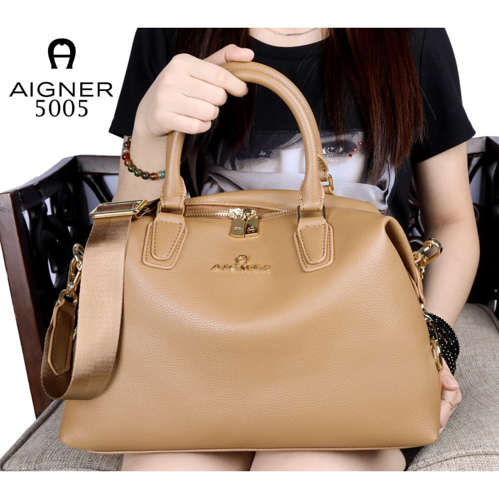 New Design AIGNER Genoveva Roma City Women's Bag Neat Soft Leather Hardware Gold Like Ori (5005)