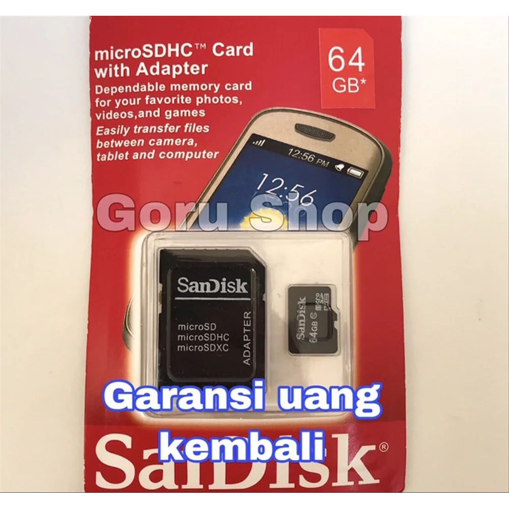 Termurah Memory memori card 64gb 64 gb sandisk micro sd microsd adapter lengkap Terlaris
