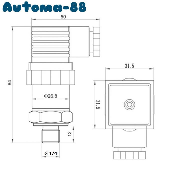 Pressure Transmitter 0-200Kpa 200 Kpa Output 4-20Ma Dc 24V 2 Wire Automa88 Segera Beli