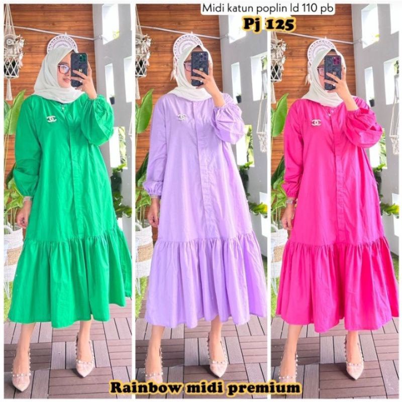 MIDI dress katun Stretch ||poplin stretch