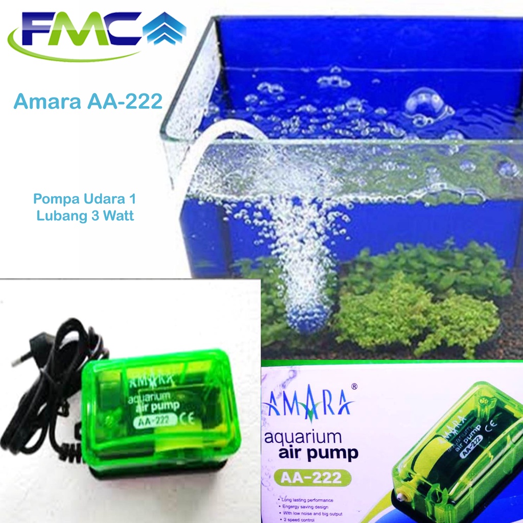 Aerator Aquarium 1 Lubang Amara AA 222 Pompa Udara Gelembung Aquarium Oksigen Hidroponik Airator Pump Aksesoris Ikan Murah