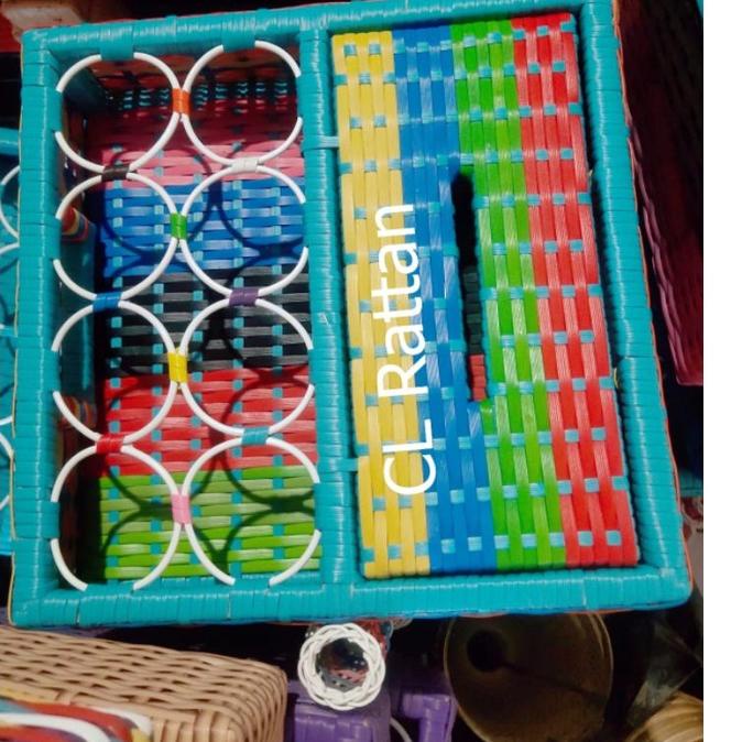 Penjualan Terbanyak.. Rak aqua tisue 2in1, tempat air minum gelasan rotan sintetis