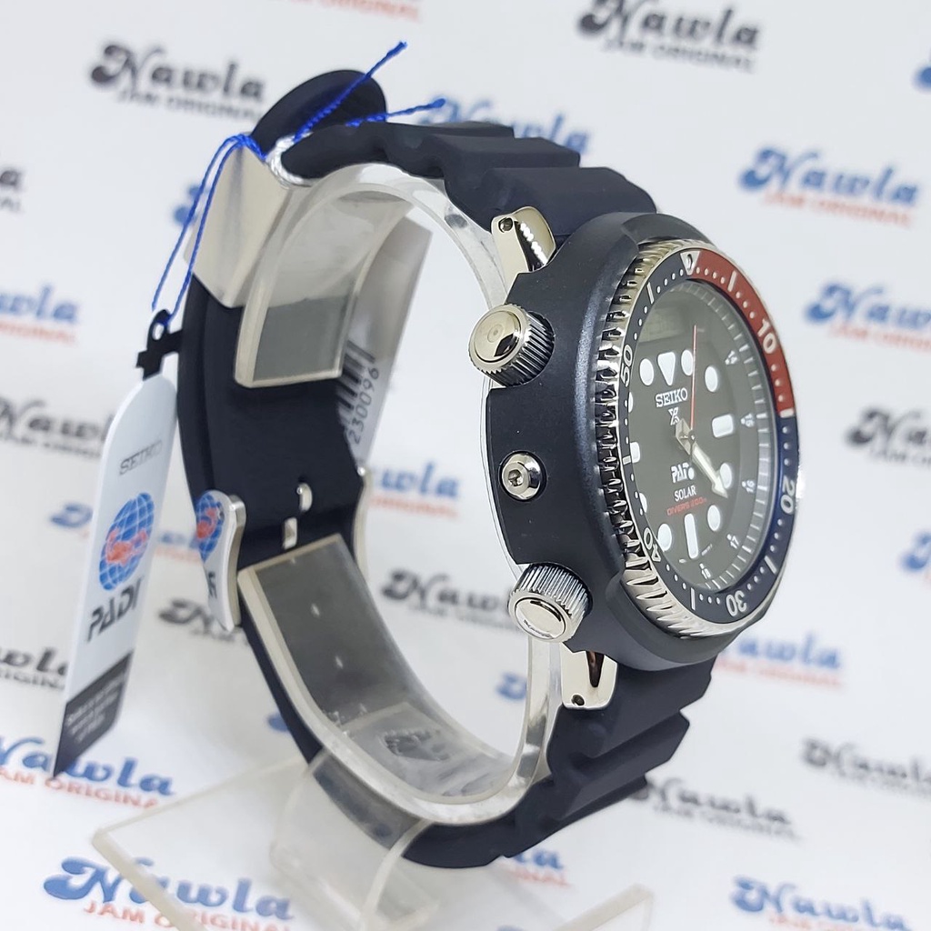 Seiko Prospex SNJ027P1 Solar Arnie Divers Analog Digital PADI Black Dial - Jam Tangan Pria SNJ027