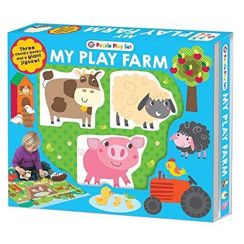 Puzzle Play Set MY PLAY FARM Priddy Books Three Chunky, Mini Books and A Giant 9-piece Jigsaw Puzzle