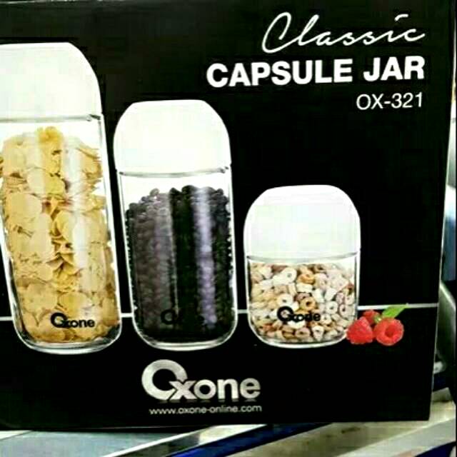 OXONE OX-321 Toples Putih Kaca Kue Kering Jar Tempat Biskuit OX 321 Topless Biskuit Lebaran Wadah