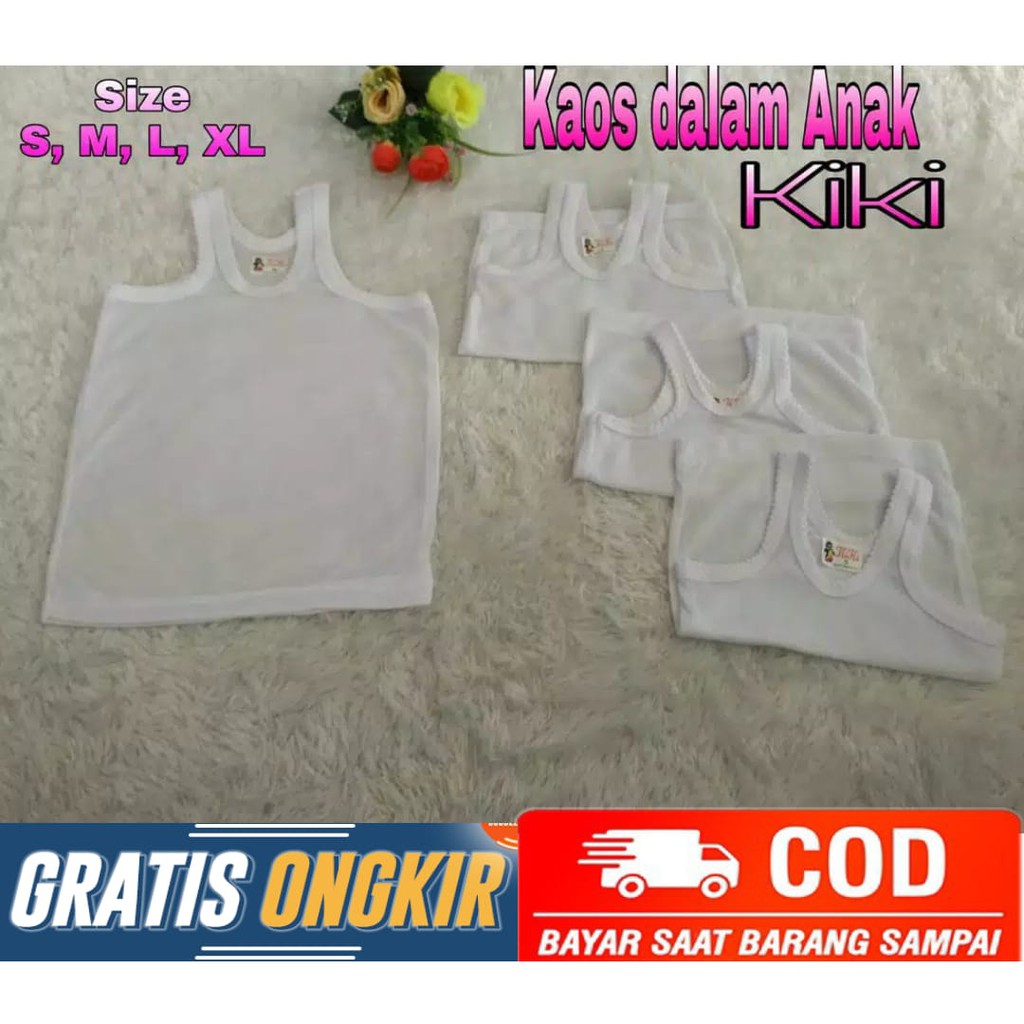 Kaos Dalam Anak Singlet Bayi dan Anak Warna Putih Polos Size S M L XL Harga Grosir Bisa Ecer