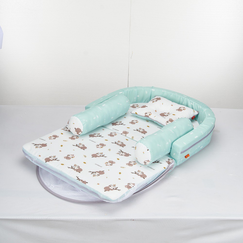 [2 kg] Omiland Kasur Bayi Lipat Bumper + Kelambu Sloth Series - OB21151-2